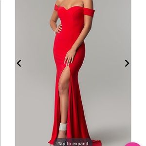 Red strapless long dress